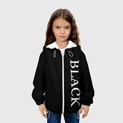 Куртка с капюшоном детская Чёрная футболка с текстом, цвет: 3D-белый — фото 2