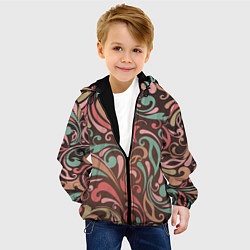 Куртка с капюшоном детская Узор хохломы, цвет: 3D-черный — фото 2