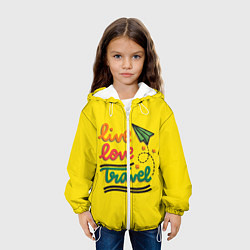 Куртка с капюшоном детская Жизнь, любовь, путешествия, цвет: 3D-белый — фото 2