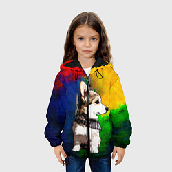 Куртка с капюшоном детская Корги, цвет: 3D-черный — фото 2