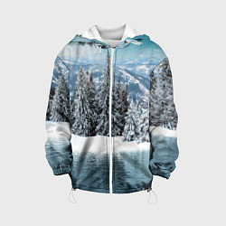 Куртка с капюшоном детская Зимний лес, цвет: 3D-белый