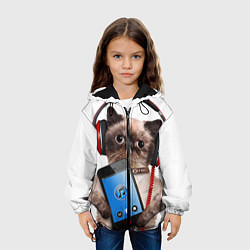 Куртка с капюшоном детская Кот в наушниках, цвет: 3D-черный — фото 2