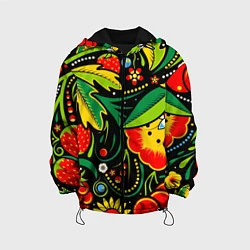 Куртка с капюшоном детская Цветы, цвет: 3D-черный