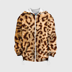 Куртка с капюшоном детская Леопард, цвет: 3D-белый