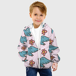Куртка с капюшоном детская Стайка птиц, цвет: 3D-белый — фото 2