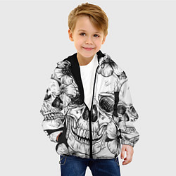 Куртка с капюшоном детская Цветочный череп, цвет: 3D-черный — фото 2