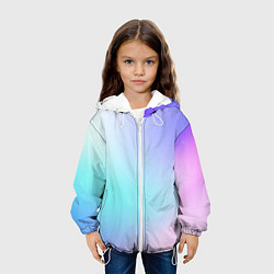 Куртка с капюшоном детская Небесно голубой градиентный, цвет: 3D-белый — фото 2