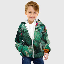 Куртка с капюшоном детская Кактусы с цветами реализм, цвет: 3D-белый — фото 2