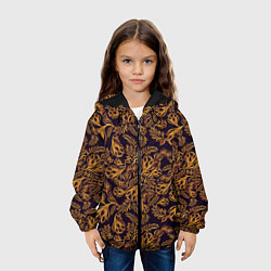 Куртка с капюшоном детская Лето золото цветы узор, цвет: 3D-черный — фото 2