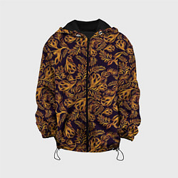 Куртка с капюшоном детская Лето золото цветы узор, цвет: 3D-черный