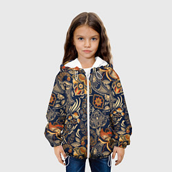 Куртка с капюшоном детская Узор орнамент цветы этно, цвет: 3D-белый — фото 2