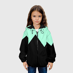Куртка с капюшоном детская Неровные зубья черный мятный, цвет: 3D-черный — фото 2
