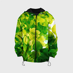 Куртка с капюшоном детская Листья, цвет: 3D-черный