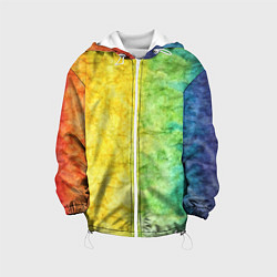 Куртка с капюшоном детская Разноцветный акварель градиент, цвет: 3D-белый