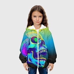 Куртка с капюшоном детская Neon skull, цвет: 3D-белый — фото 2