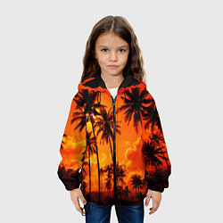 Куртка с капюшоном детская ТРОПИЧЕСКИЕ ПАЛЬМЫ, цвет: 3D-черный — фото 2
