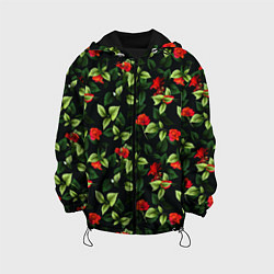 Куртка с капюшоном детская Цветочный сад, цвет: 3D-черный
