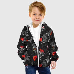 Куртка с капюшоном детская Красные цветы, цвет: 3D-белый — фото 2