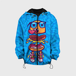 Куртка с капюшоном детская Бутерброд монстрик граффити, цвет: 3D-черный