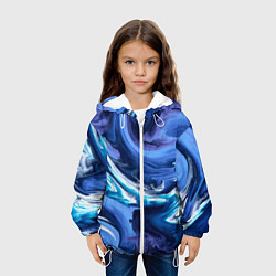 Куртка с капюшоном детская Абстрактные волны, цвет: 3D-белый — фото 2