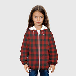 Куртка с капюшоном детская Бордовая клетка, цвет: 3D-белый — фото 2