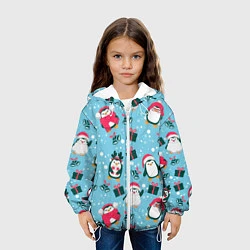 Куртка с капюшоном детская Новогодние Пингвины, цвет: 3D-белый — фото 2