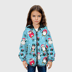 Куртка с капюшоном детская Новогодние Пингвины, цвет: 3D-черный — фото 2