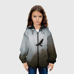 Куртка с капюшоном детская Орёл над лесом, цвет: 3D-черный — фото 2