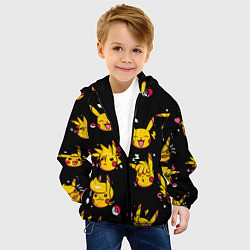 Куртка с капюшоном детская Пикачу Эмоции, цвет: 3D-черный — фото 2