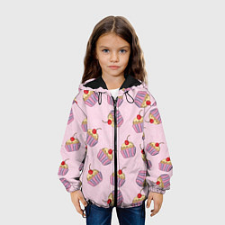 Куртка с капюшоном детская Капкейки на розовом, цвет: 3D-черный — фото 2