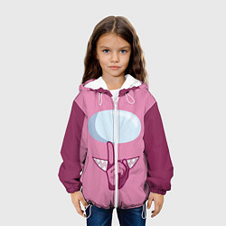 Куртка с капюшоном детская AMONG US PINK IMPOSTOR, цвет: 3D-белый — фото 2