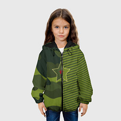 Куртка с капюшоном детская Милитари со звездой, цвет: 3D-черный — фото 2