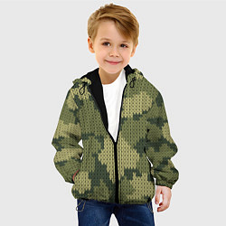Куртка с капюшоном детская Вязаный принт милитари, цвет: 3D-черный — фото 2
