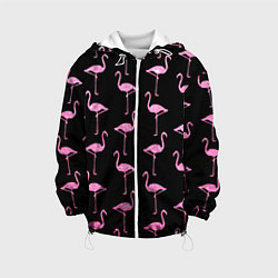 Куртка с капюшоном детская Фламинго Чёрная, цвет: 3D-белый