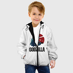 Куртка с капюшоном детская Годзилла, цвет: 3D-черный — фото 2