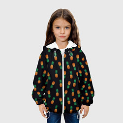 Куртка с капюшоном детская Ананасы Паттерн, цвет: 3D-белый — фото 2