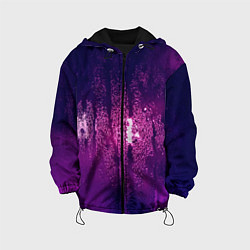 Куртка с капюшоном детская Стекло дождь фиолетовый, цвет: 3D-черный