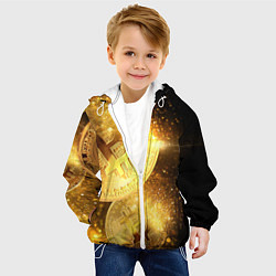 Куртка с капюшоном детская БИТКОИН ЗОЛОТО BITCOIN GOLD, цвет: 3D-белый — фото 2