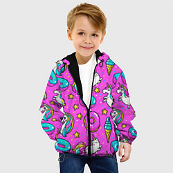 Куртка с капюшоном детская Единороги с пончиками, цвет: 3D-черный — фото 2