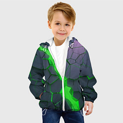Куртка с капюшоном детская ЗЕЛЕНЫЙ РАЗЛОМ 3Д РАЗЛОМ, цвет: 3D-белый — фото 2