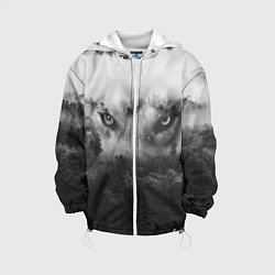 Куртка с капюшоном детская Волк в лесу, цвет: 3D-белый