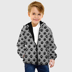Куртка с капюшоном детская Следы лап, цвет: 3D-черный — фото 2