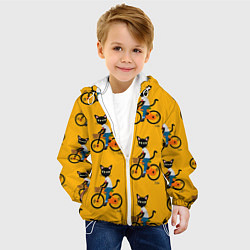Куртка с капюшоном детская Котики на велосипедах, цвет: 3D-белый — фото 2