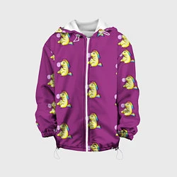 Куртка с капюшоном детская Фиолетовые пони, цвет: 3D-белый