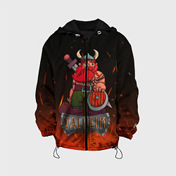 Куртка с капюшоном детская Valheim викинг в огне, цвет: 3D-черный
