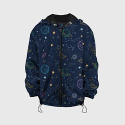 Куртка с капюшоном детская Созвездия, цвет: 3D-черный