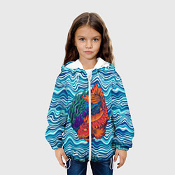 Куртка с капюшоном детская Fishing planet Огненная рыба, цвет: 3D-белый — фото 2