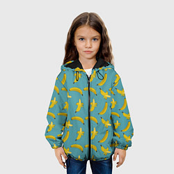 Куртка с капюшоном детская Бананы Мятная, цвет: 3D-черный — фото 2