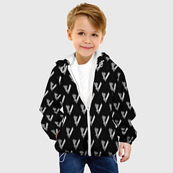 Куртка с капюшоном детская Викинги Лого Паттерн Vikings Pattern Z, цвет: 3D-белый — фото 2