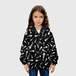 Куртка с капюшоном детская Скелеты рыб, цвет: 3D-черный — фото 2